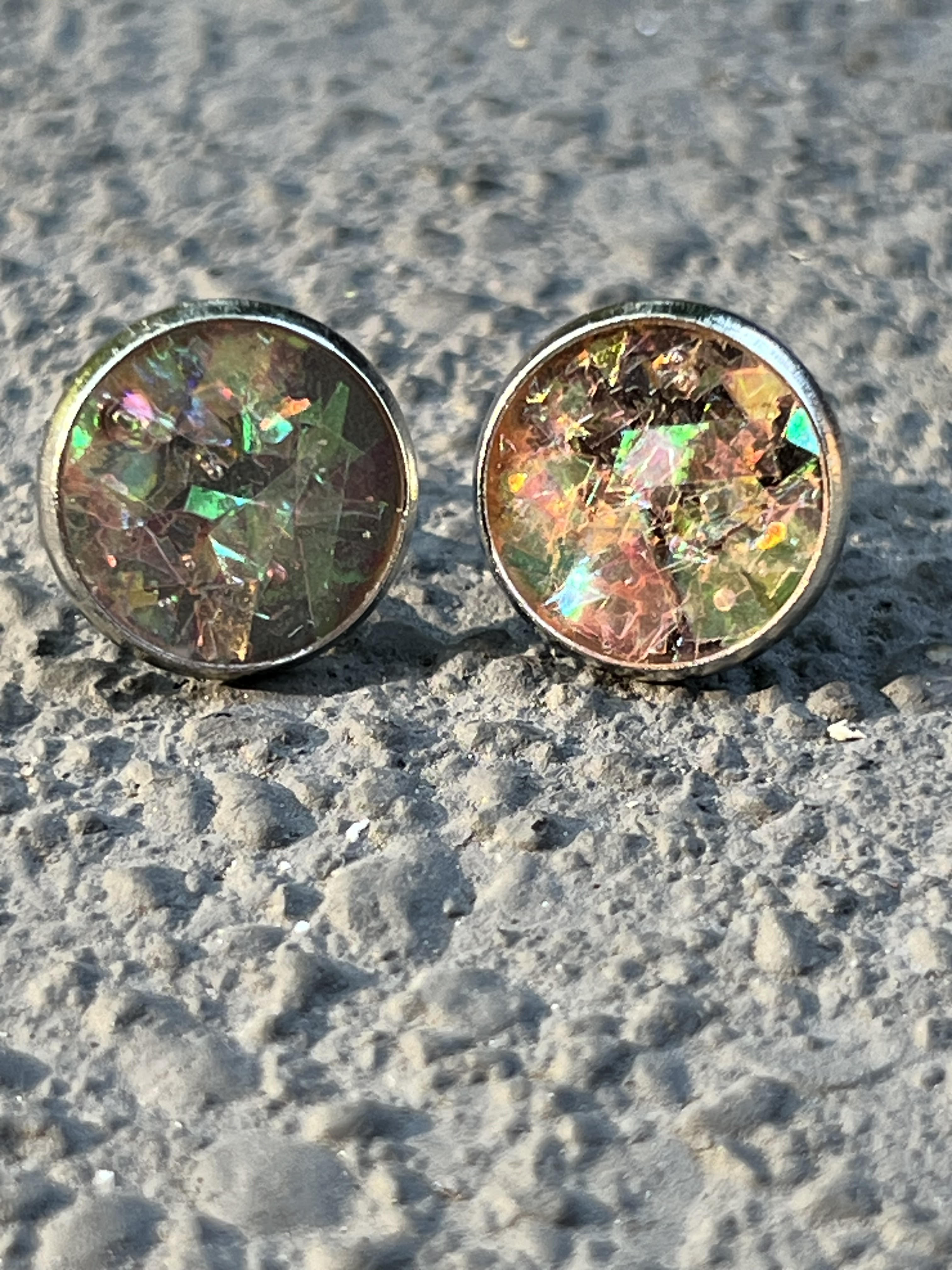 12mm Broken Glass Studded Earrings