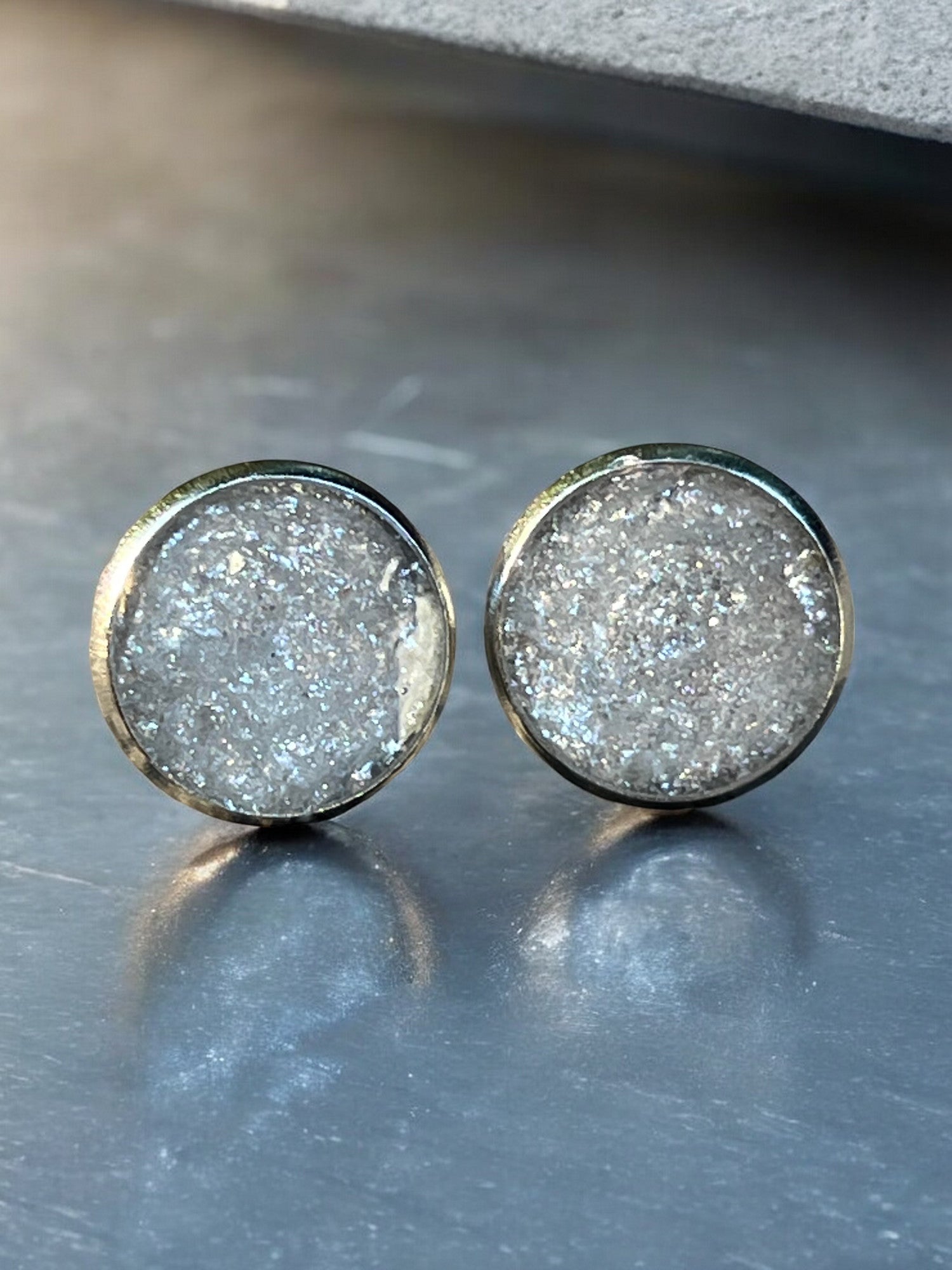 12mm White Winter Studded Earrings