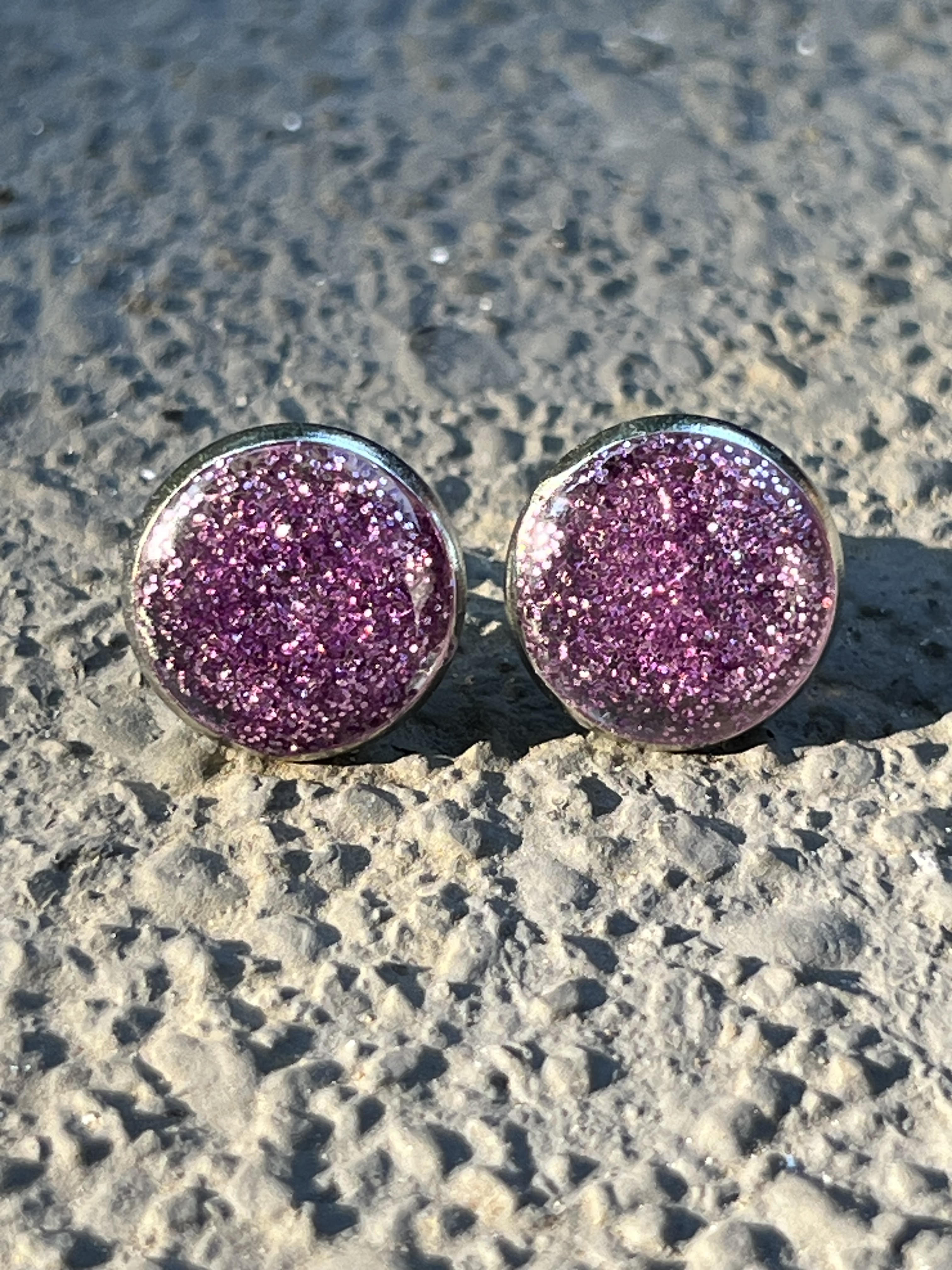 12mm Purple Cotton Candy Earrings