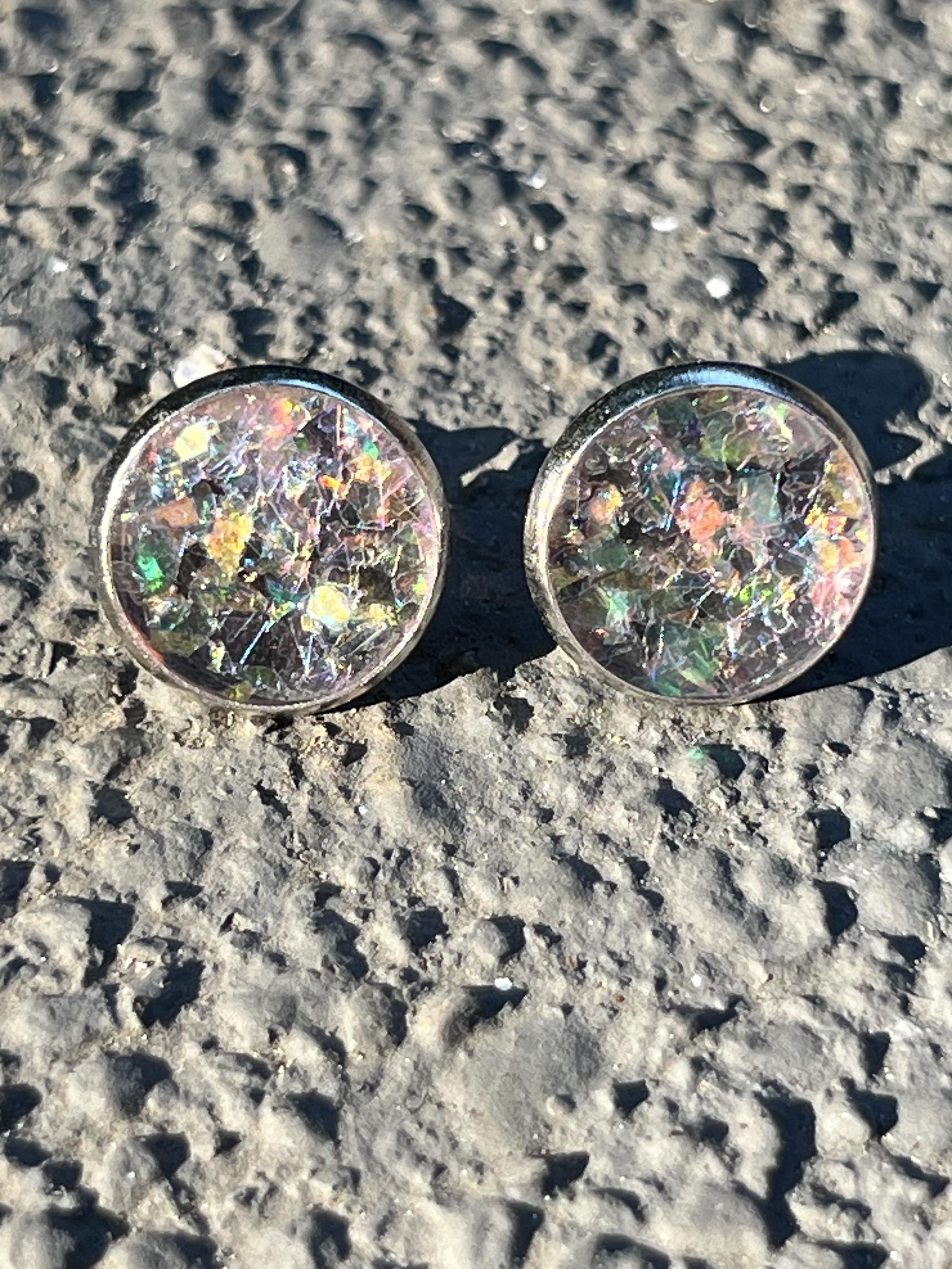 12mm Broken Glass 2 Studded Earrings