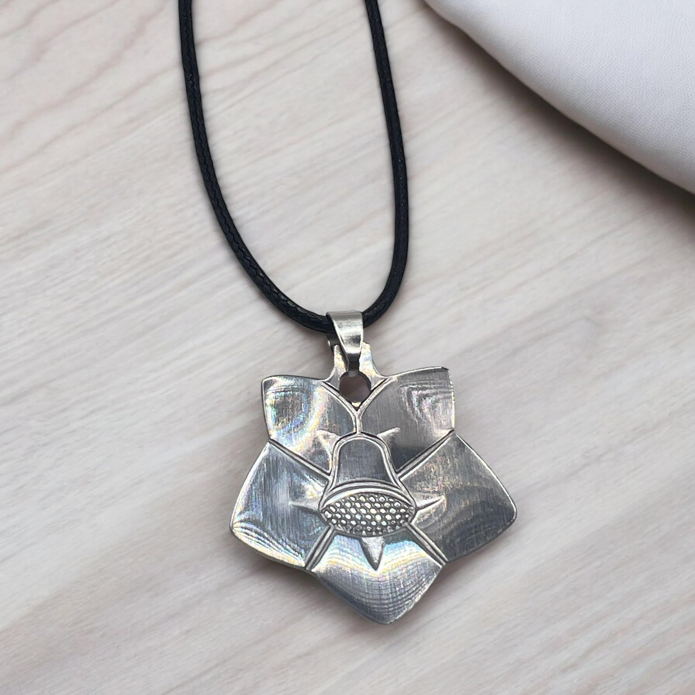 Lily Stamped Stainless Steel Charm With 18" Adjustable Necklace