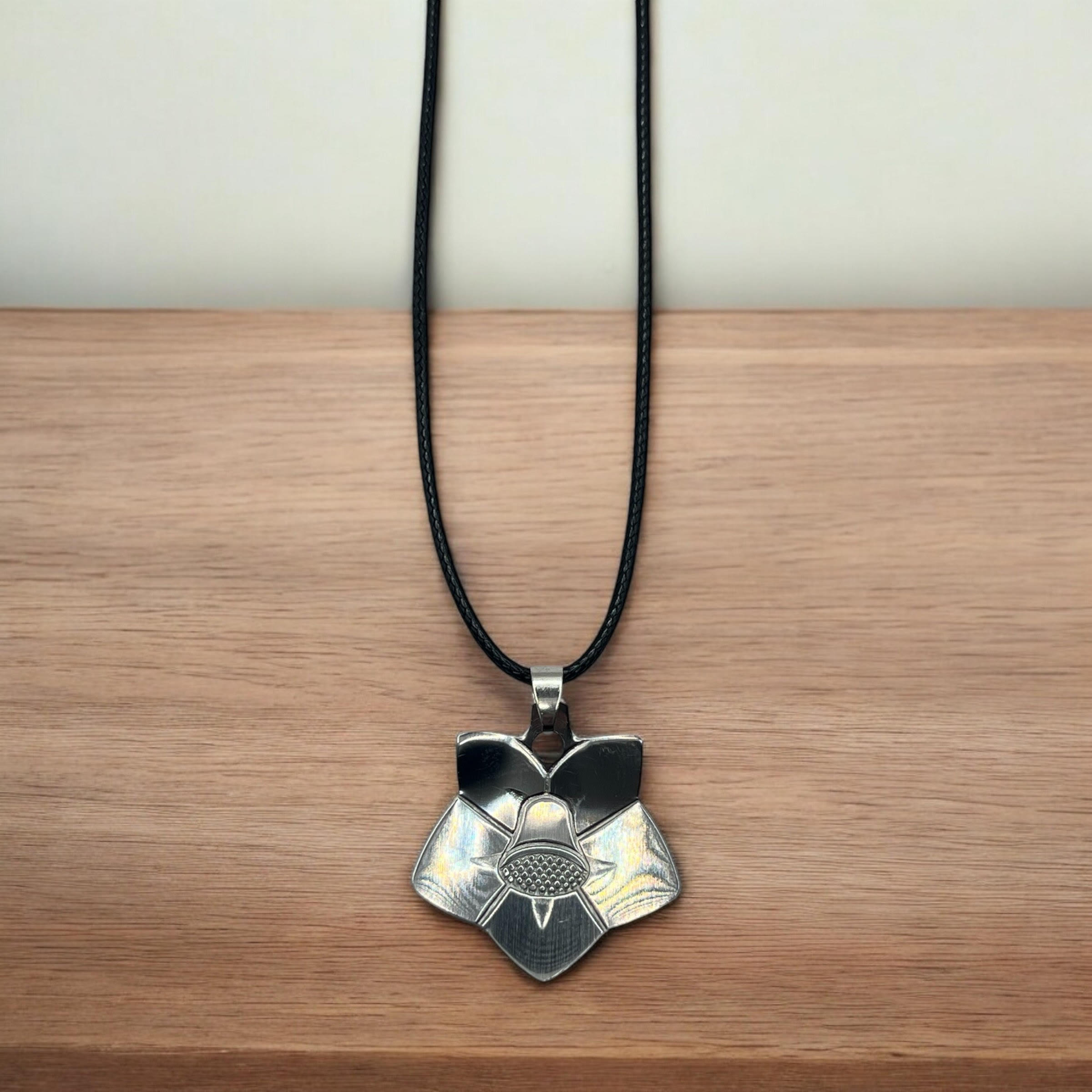 Lily Stamped Stainless Steel Charm With 18" Adjustable Necklace