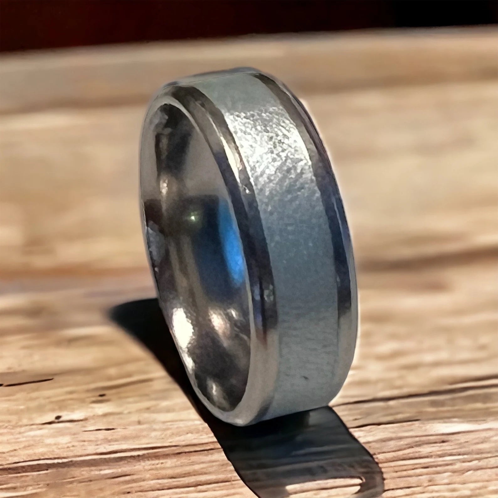 Mother of Pearl - Stainless Steel Ring With Polymer Clay Inlay