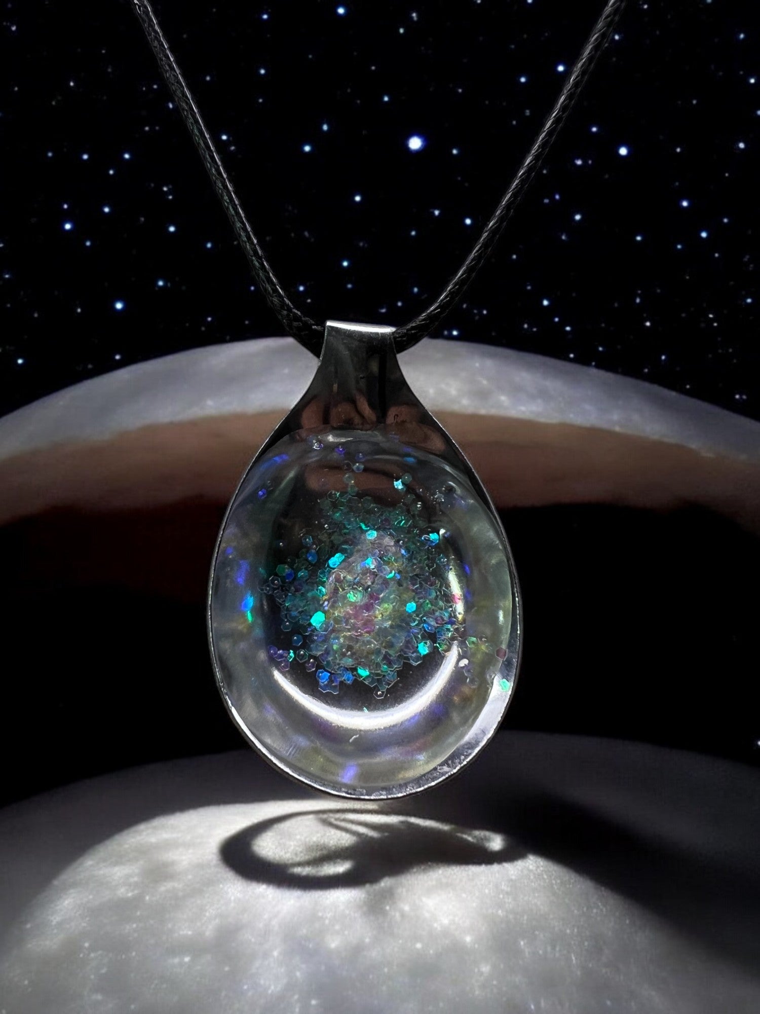 Moon Dust Spoon Pendant With 18" Adjustable Cord