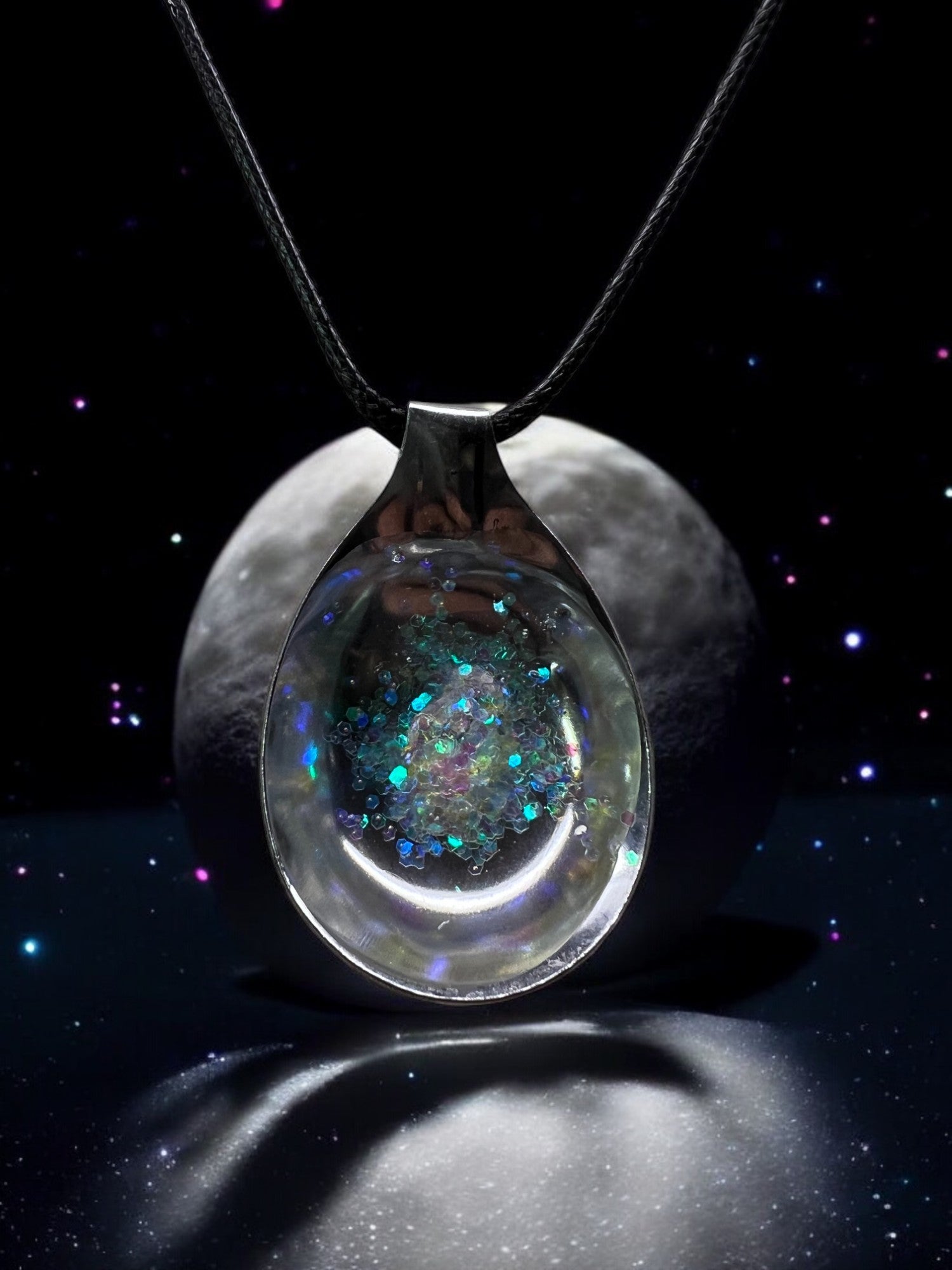 Moon Dust Spoon Pendant With 18" Adjustable Cord