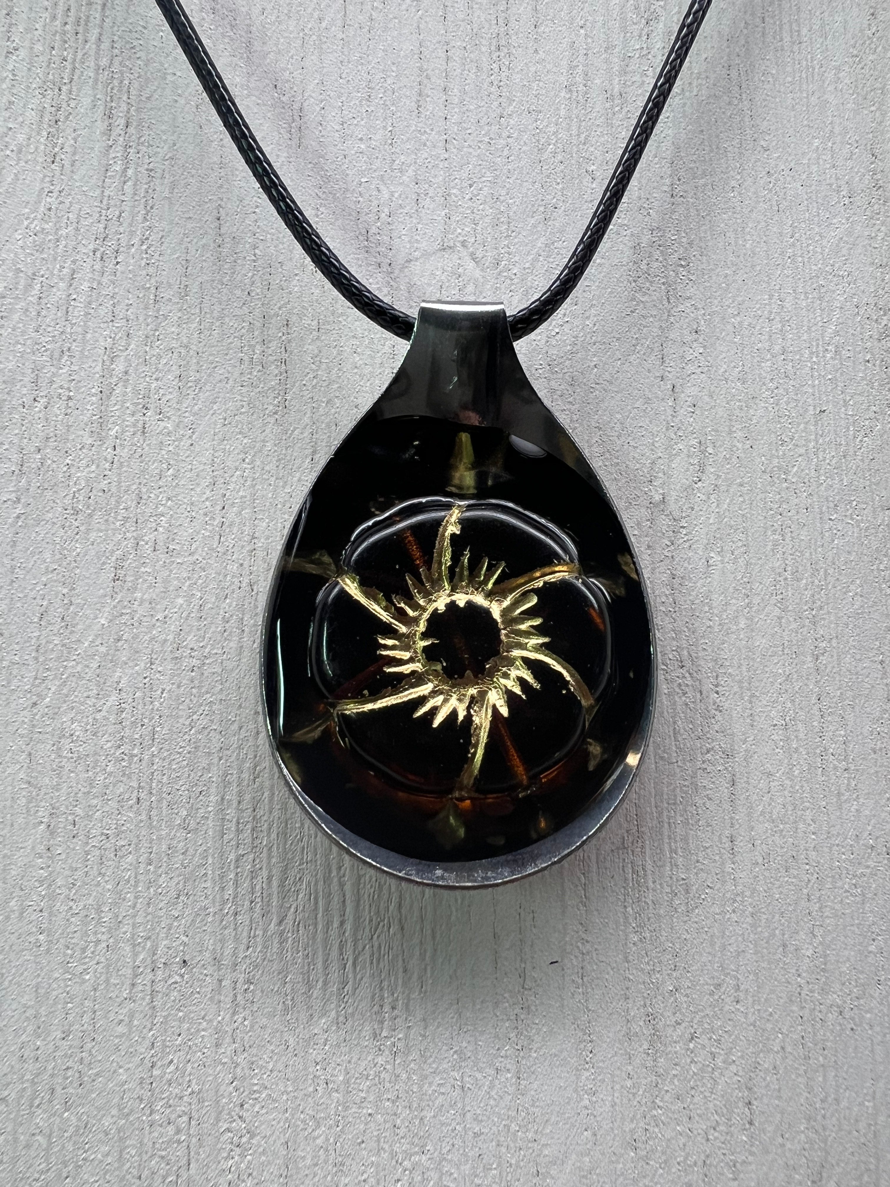 Spoon Sunburst Pendant With 18" Adjustable Necklace