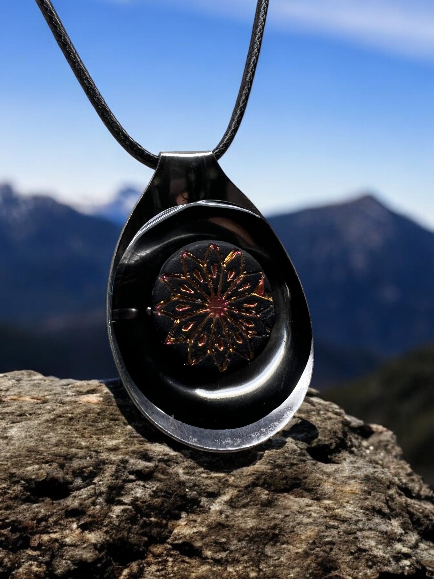 Spoon Pendant With Decorative Stone With 18" Adjustable Necklace