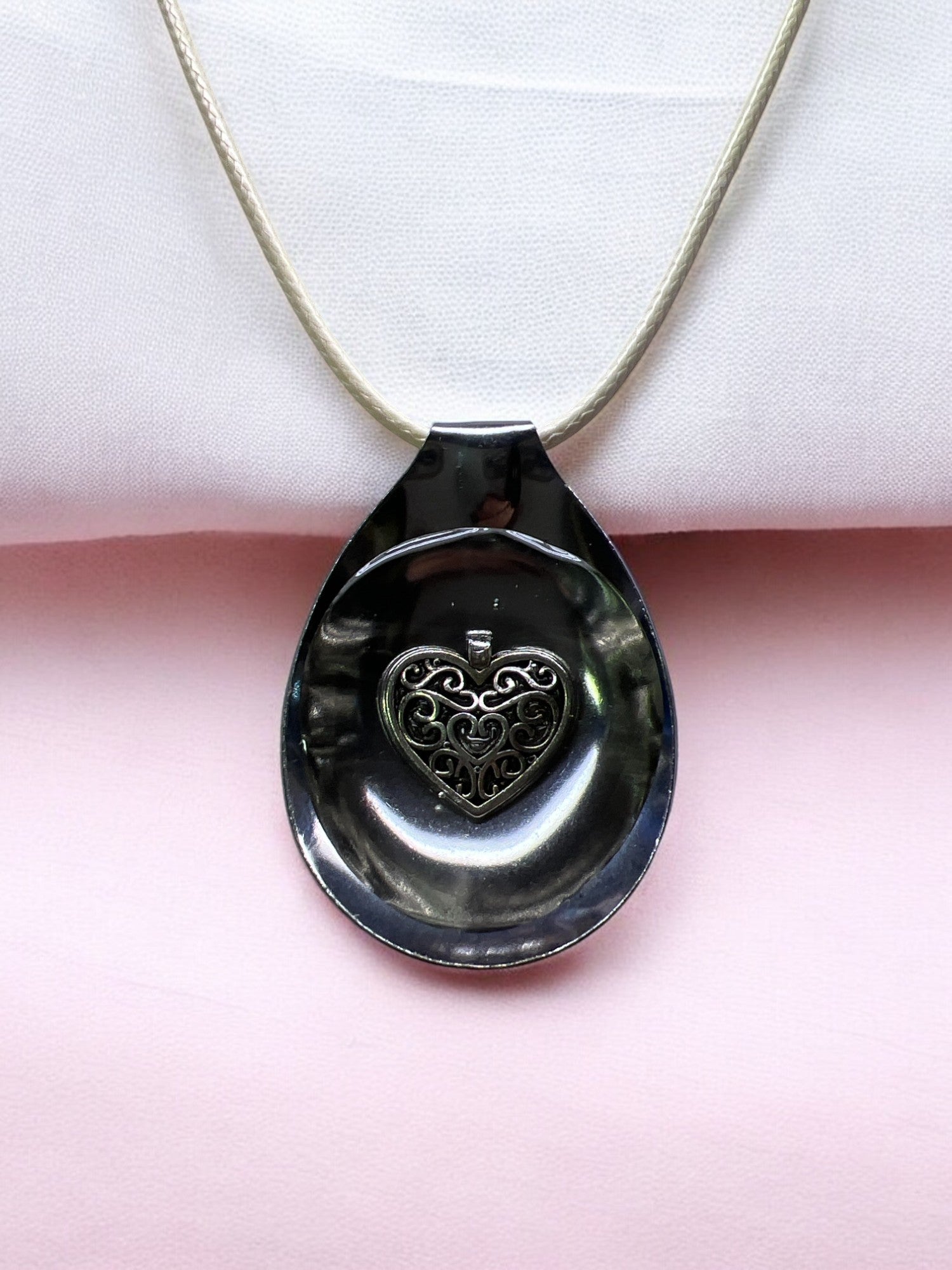 Spoon Necklace With Heart Charm With 18" Adjustable Necklace