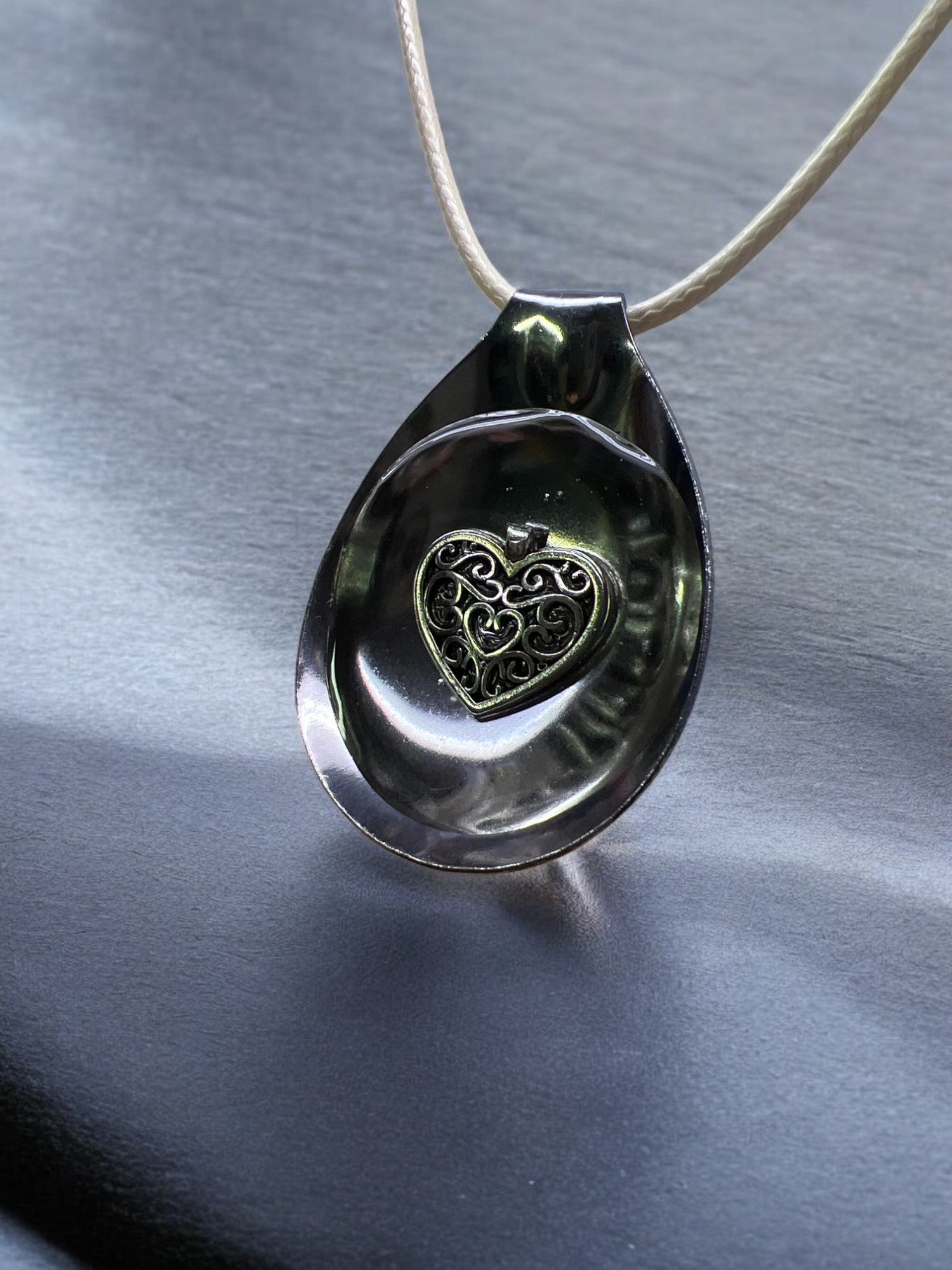 Spoon Necklace With Heart Charm With 18" Adjustable Necklace
