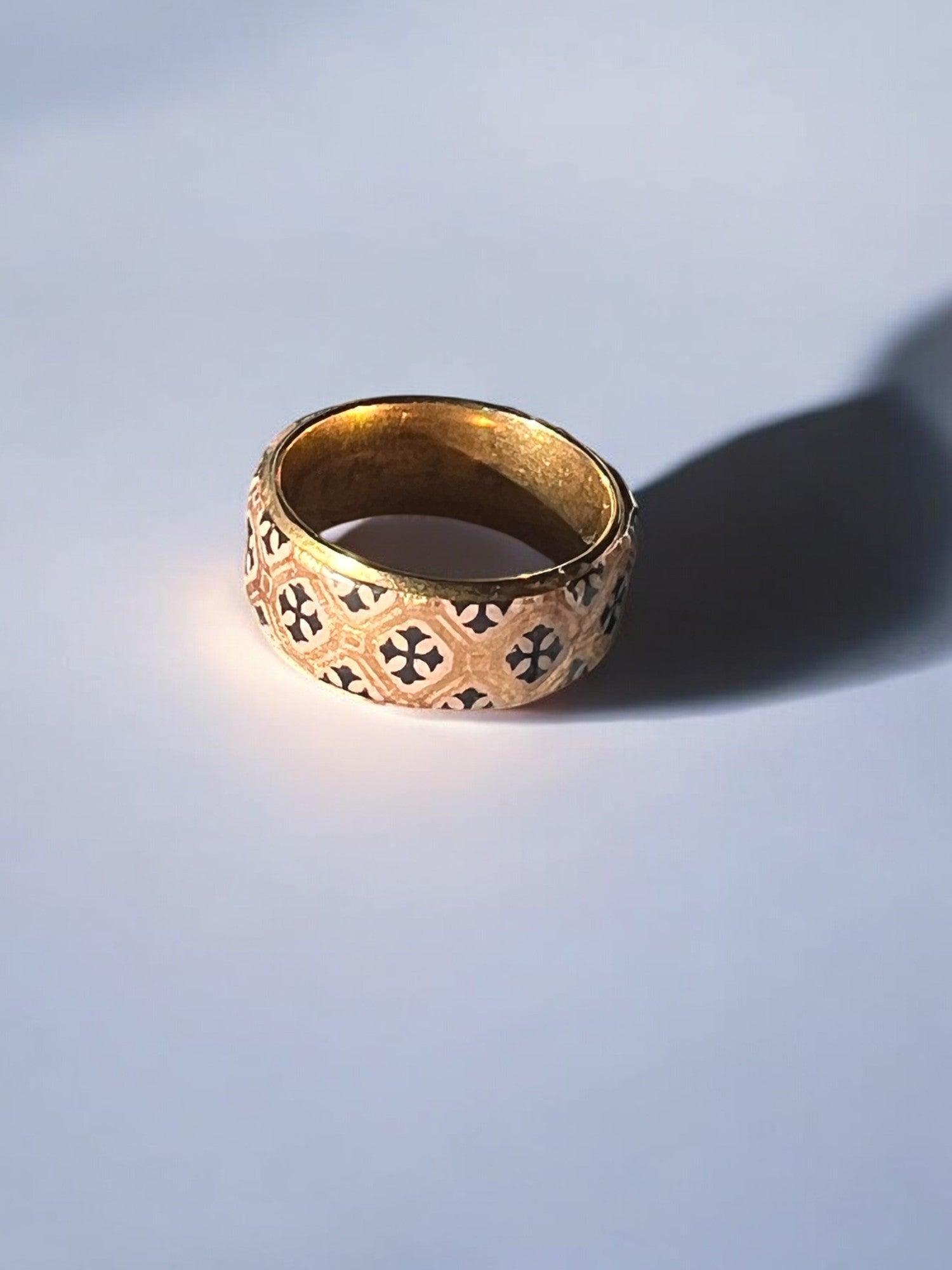 Gold Stainless Steel Ring With Cross Shapes