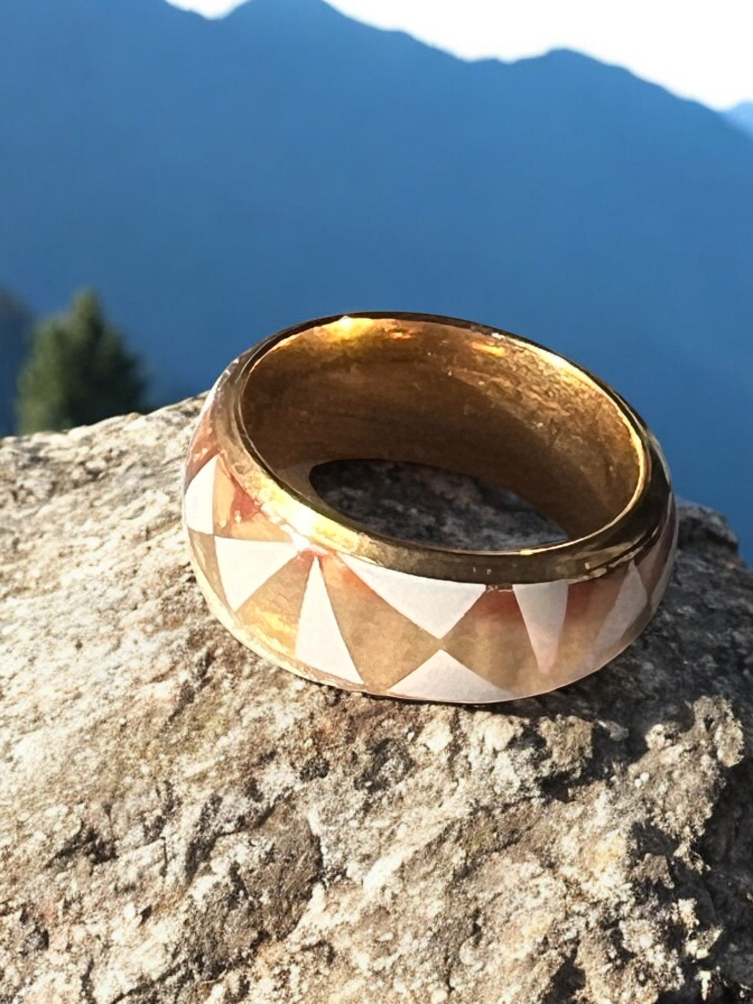Gold Stainless Steel Ring With Geometric Shapes