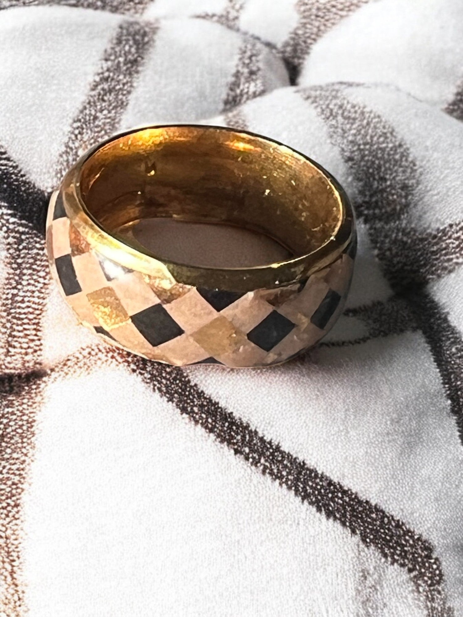 Gold Stainless Steel Ring With Geometric Shapes