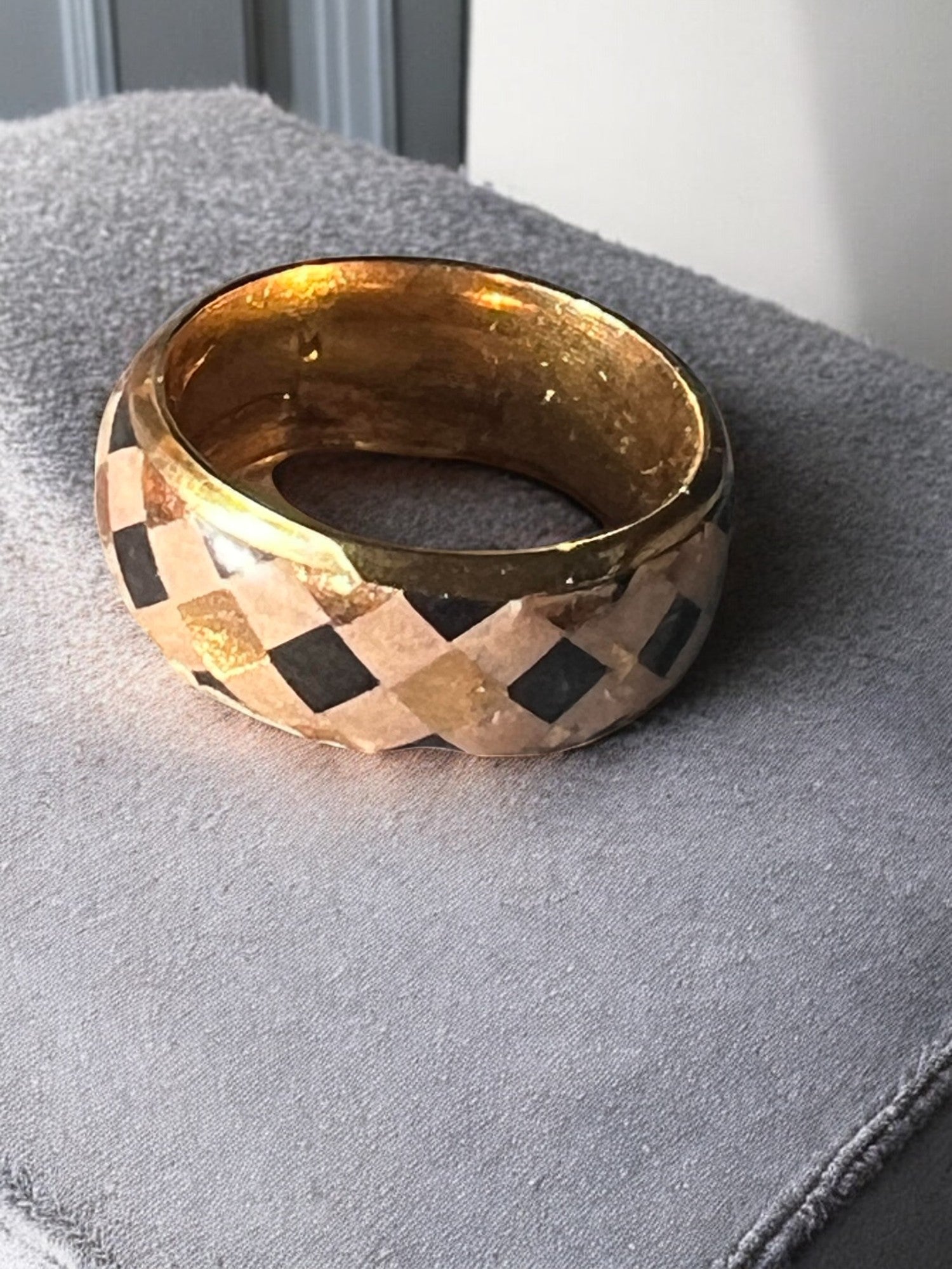 Gold Stainless Steel Ring With Geometric Shapes