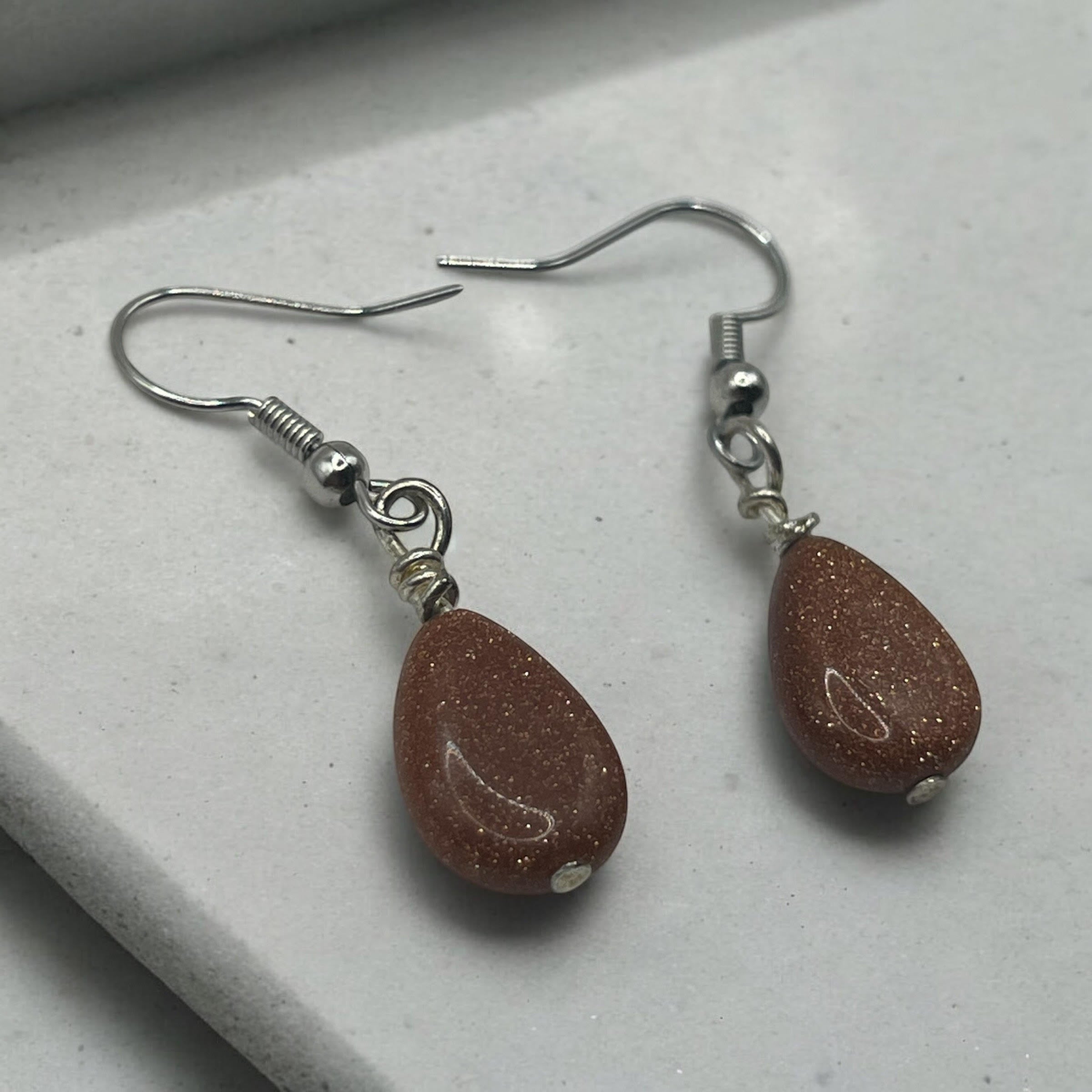 Teardrop Goldstone Earrings