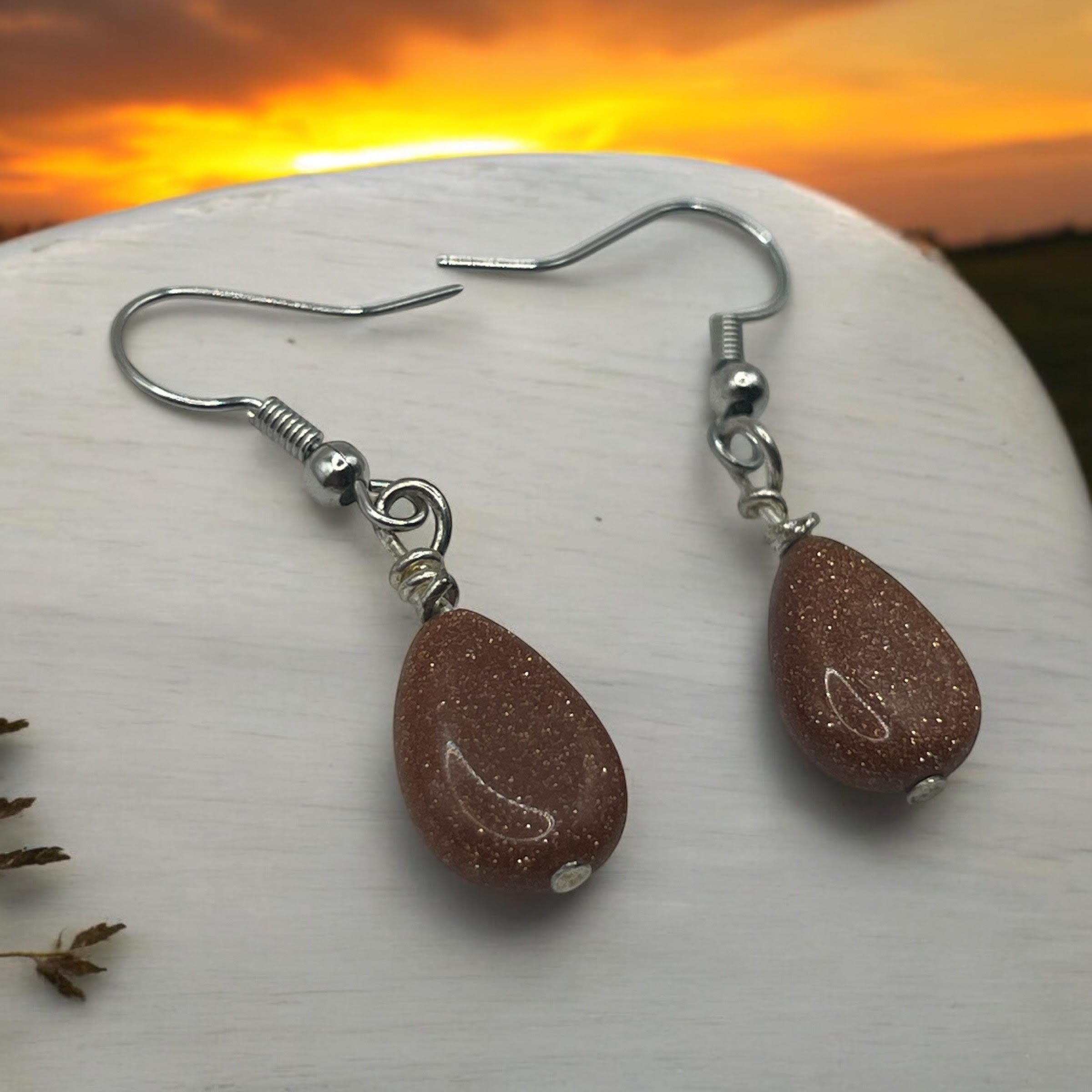 Teardrop Goldstone Earrings