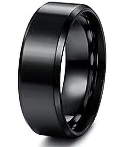 Black Brush  Stainless Steel Ring