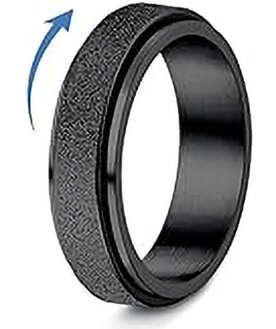 Black Brush  Stainless Steel Spinner Ring